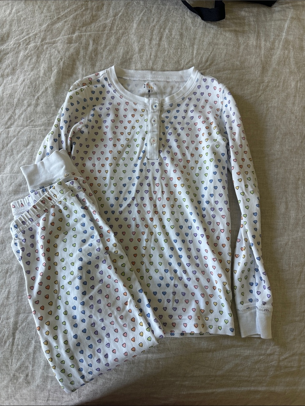 Roller Rabbit White Pajama Set with Multicolor Heart Print